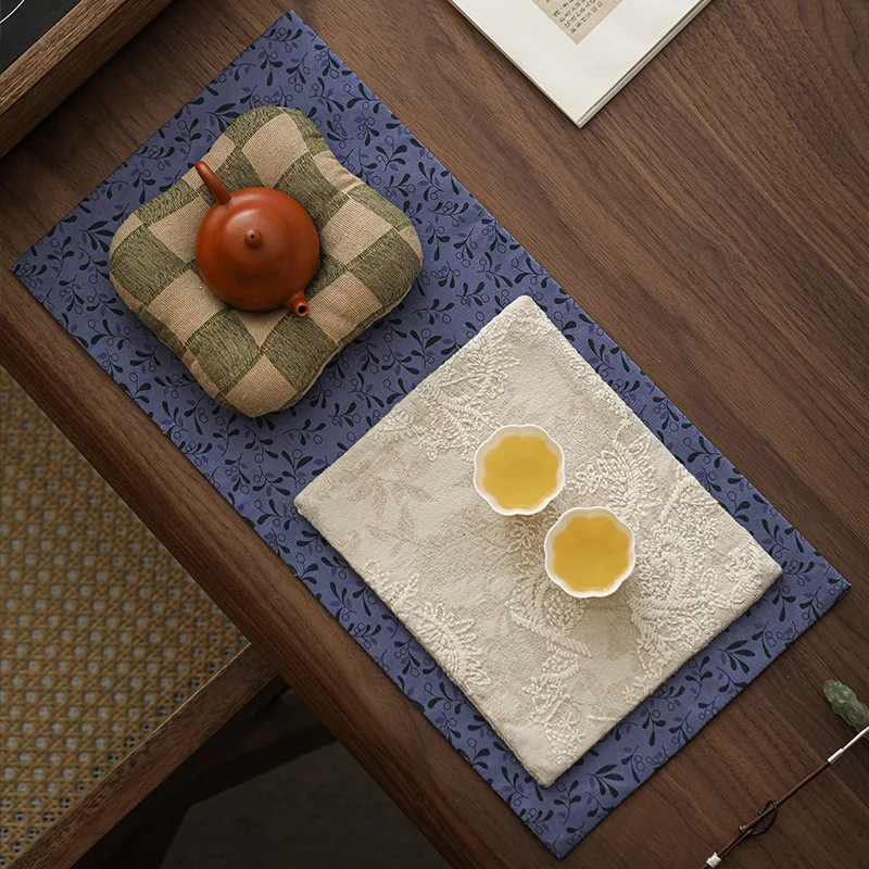 

New Chinese style Zen-inspired Tea Mat Dry brewed Tea Setting Heat Insulation and Anti scald Tea Art Table Flag