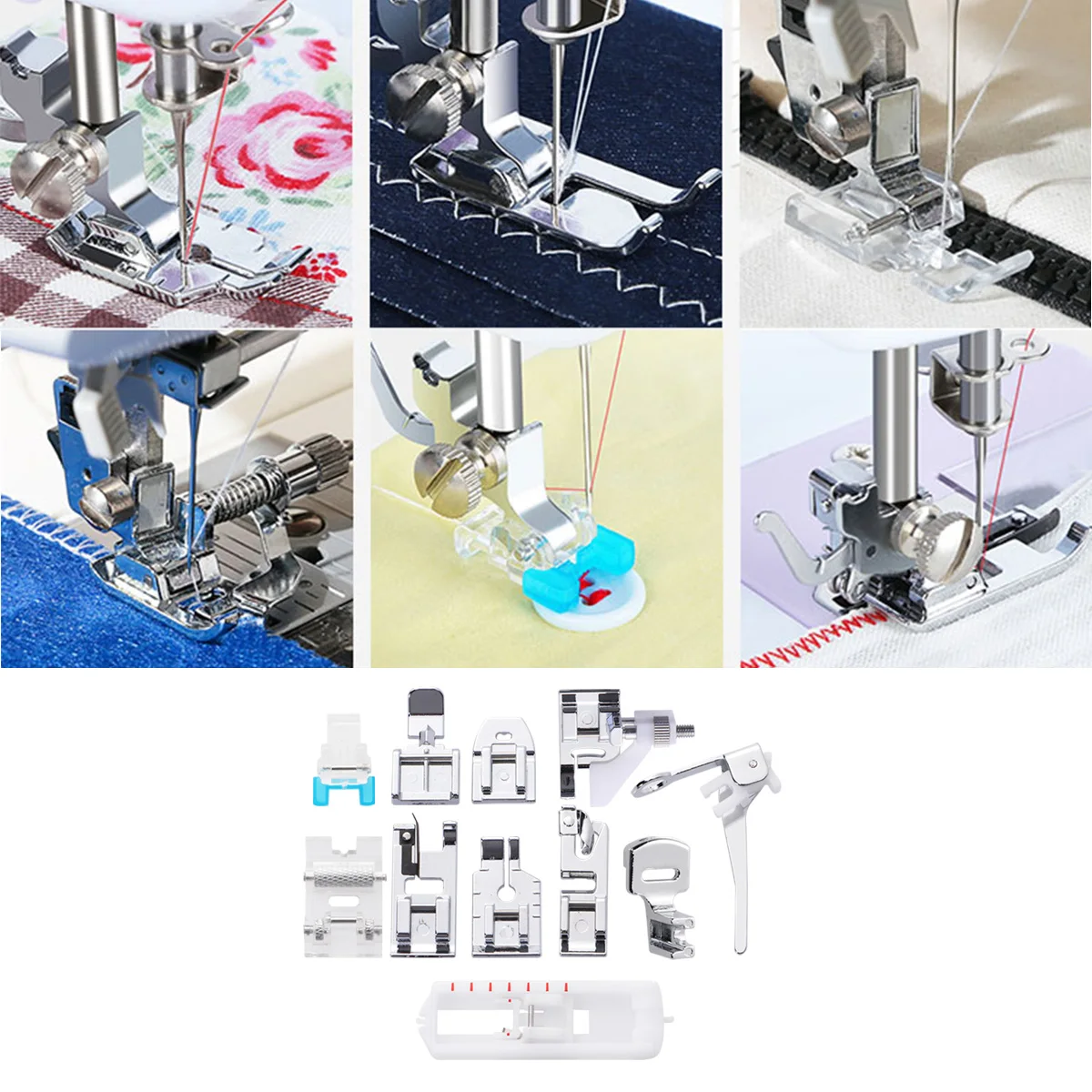 

11 PCS/Set Sewing Machine Presser Foot Seam Guide Multifunctional Home Feet Household