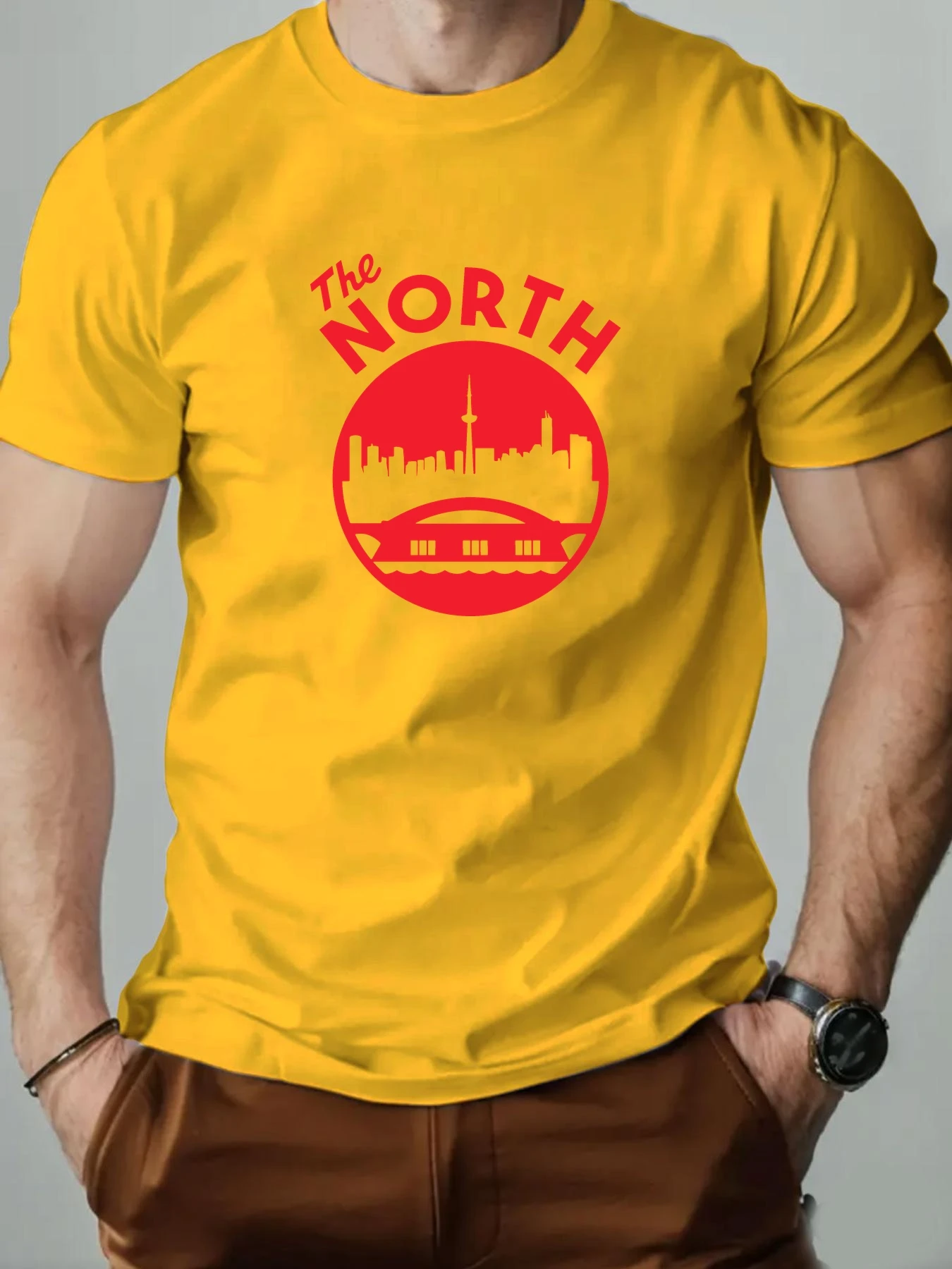 تي شيرت قطني للرجال ، تي شيرت غير رسمي بتصميم جرافيكي بأكمام قصيرة ورقبة دائرية صيفية في الشمال #5