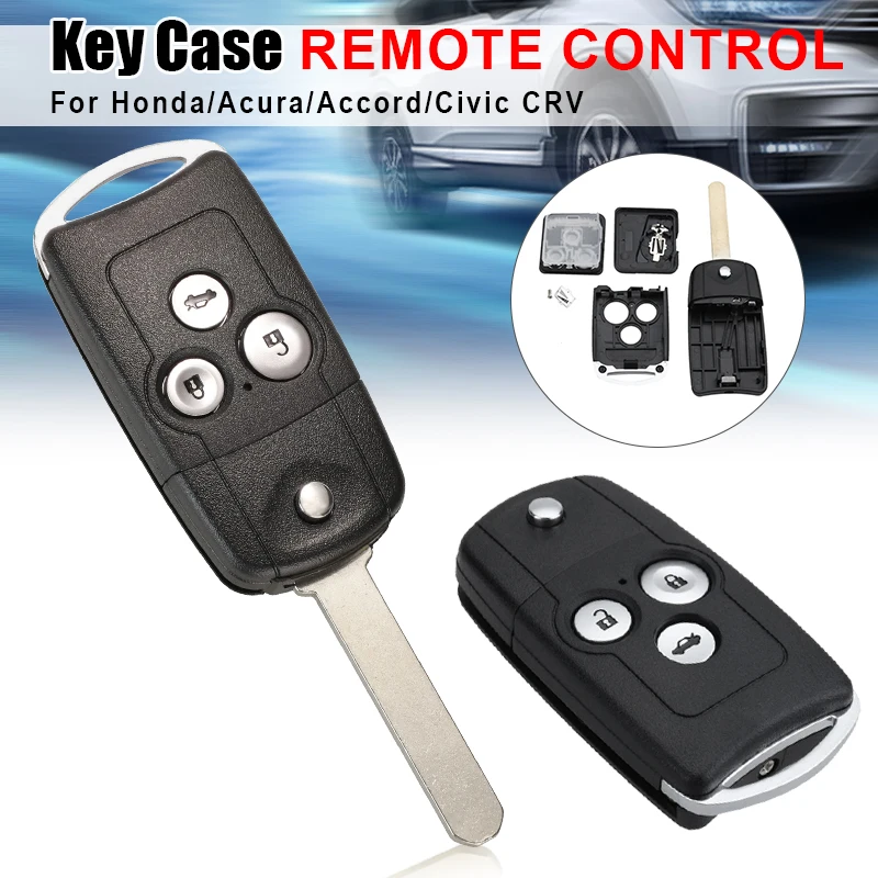 Car Remote Key Fob Shell Case Folding Flip 3 Buttons For Honda /Civic /Accord Jazz CRV HRV Auto Keys Remotes Control