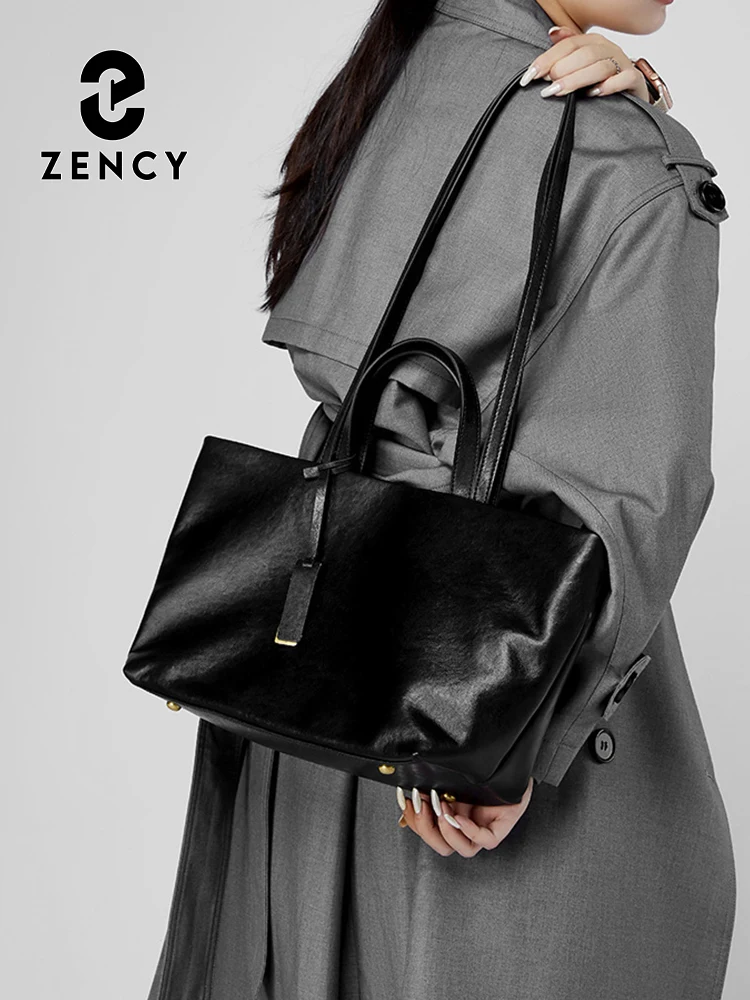 Zency Genuine Leather Women's Single Shoulder Soft Large Capacity Tote Large Bag