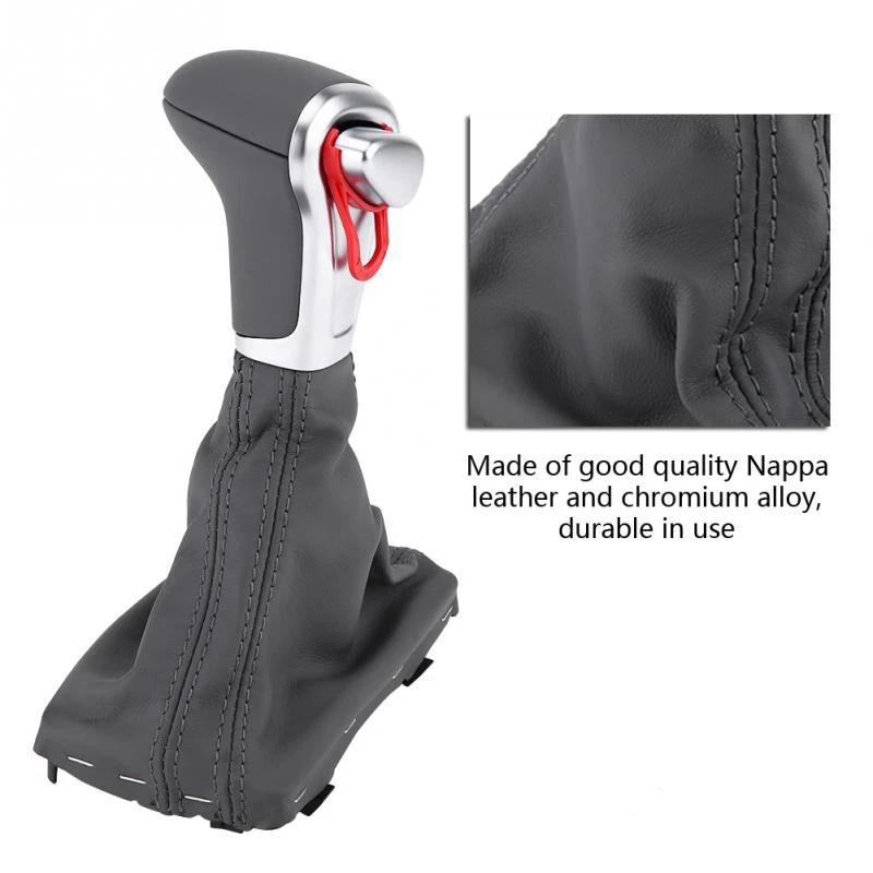 

N!b-@Leather Gear Shift Knob Lever Head Knob Switch For-AUDI A6 A7 A3 A4 A5 A6 C6 Q7 Q5 2009 2010 2011 2012 2014