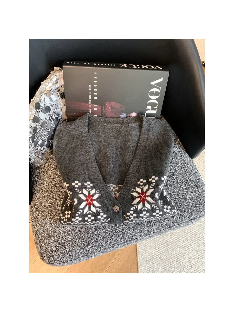 Korean Style Loose Knitted Patchwork Vest Outerwear Women's Spring Layering Small Size Cleanfit Polyester Fiber A-Grade Safety