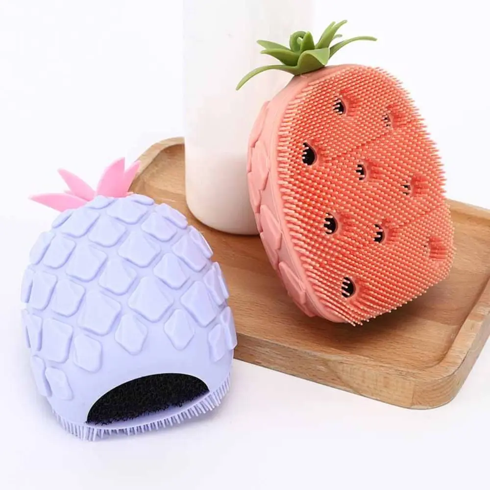 

Candy Color Fruit Shape Shower Brush Non-Slip Soft Hair Silicone Shampoo Brush Bath Supplies Exfoliation Shower Massage Brushes