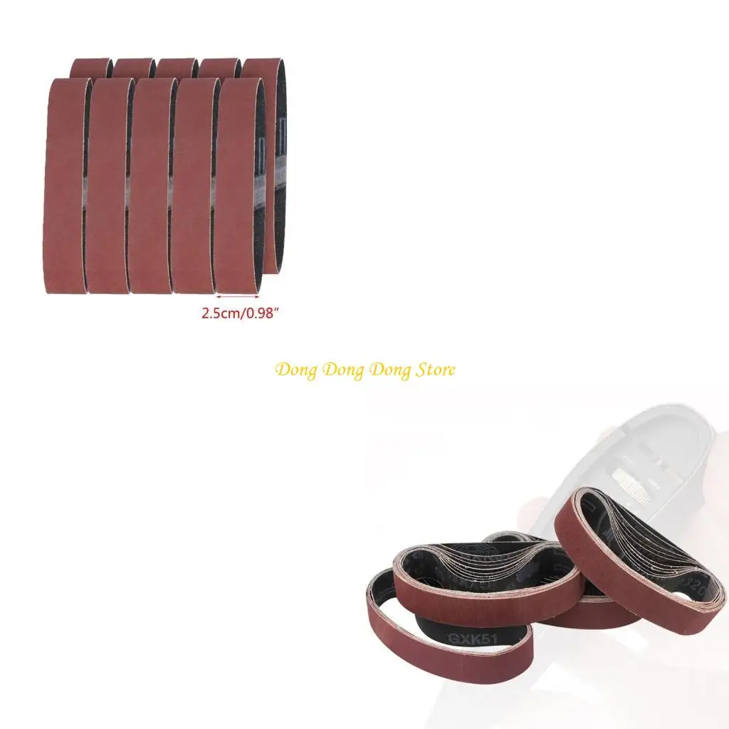 

10 Pieces 25x330mm Sanding Belts 120/320/600 Grits Abrasive Belt Practical Sanding Band for Wood Soft Metal Polishing