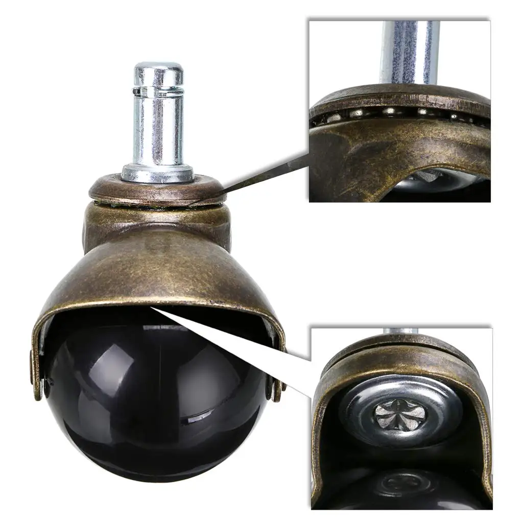 Ruote girevoli con anello di presa da 4 pezzi Ruote girevoli da 2 pollici per mobili Ruote girevoli vintage per scrivania Sedia in legno Supporto da caffè