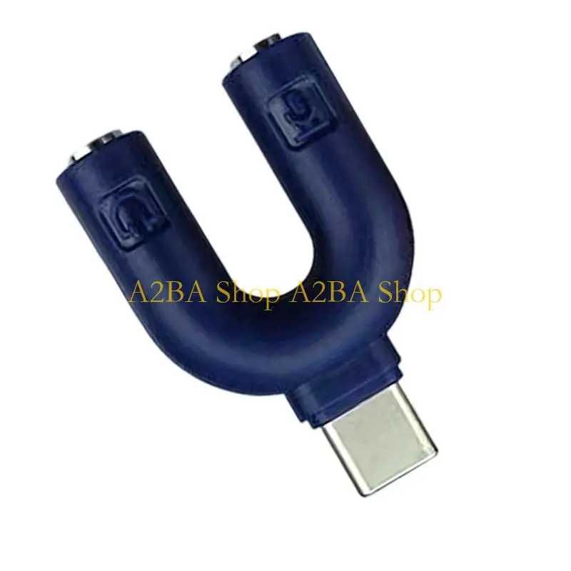A2BA USB C to Double 3.5mm Splitter Adapter Compatible for Type C Phone Devices Enables Two Way Audios Sharing For Movie Night