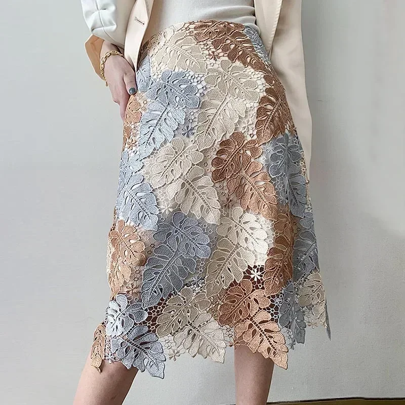 50cm High Quality Water-Soluble Lace Sewing Hollow Out Leaves Embroidery Fabrics Women\'s Dress Lace Accessories Blended Fabric