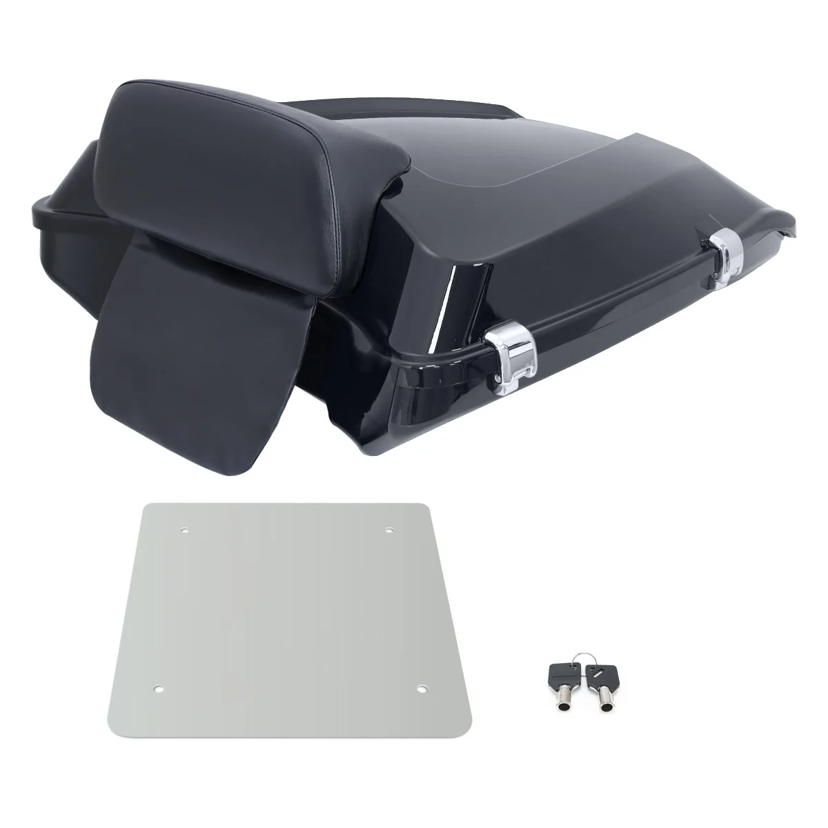 High quality ABS plastic Universal storage box trunk Tail Box Case Trunk  w/ Backrest Pad For Harley Touring Models 1997-2024 - Image 5