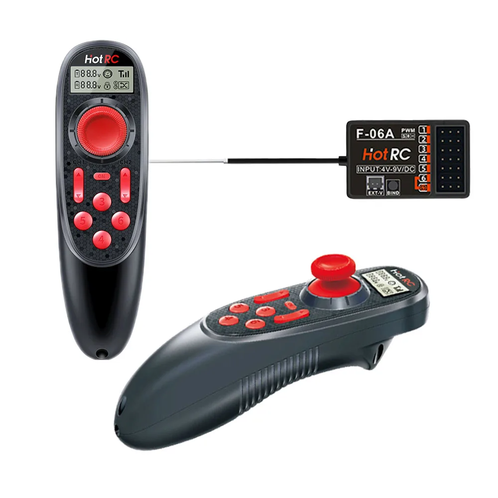 HOTRC DS-600 6CH 2.4GHz Radio System Transmitter Remote Controller with F-06A Channel Receiver for RC Boat