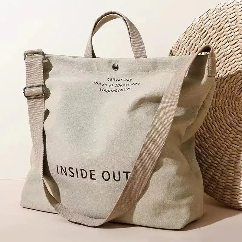 High Quality Canvas Men And Women Simple Cross-body Bag Wash Canvas Thick Handbag Large Capacity Arts Students Package Satchel