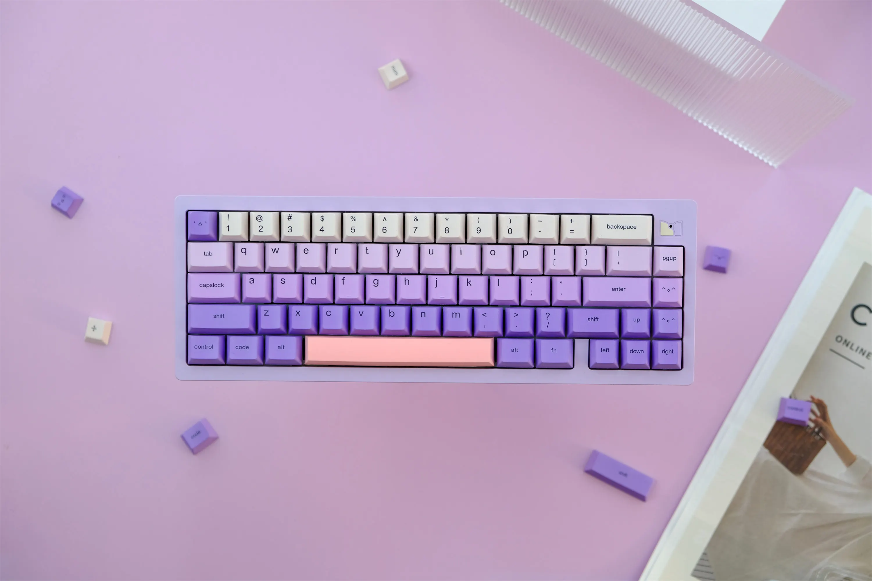 keycap roxo bonito para teclado mecanico pbt keycaps perfil de cereja dye sub personalizado 129 chaves 01