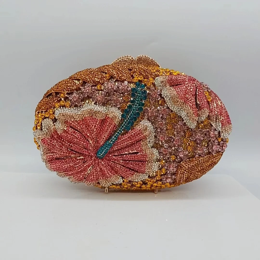 

XIYUAN женские роскошные вечерние сумки с цветами и стразами, синие/золотые бриллианты, сумка с цветочным принтом для женского подарка, кошелек-клатч для свадебной вечеринки