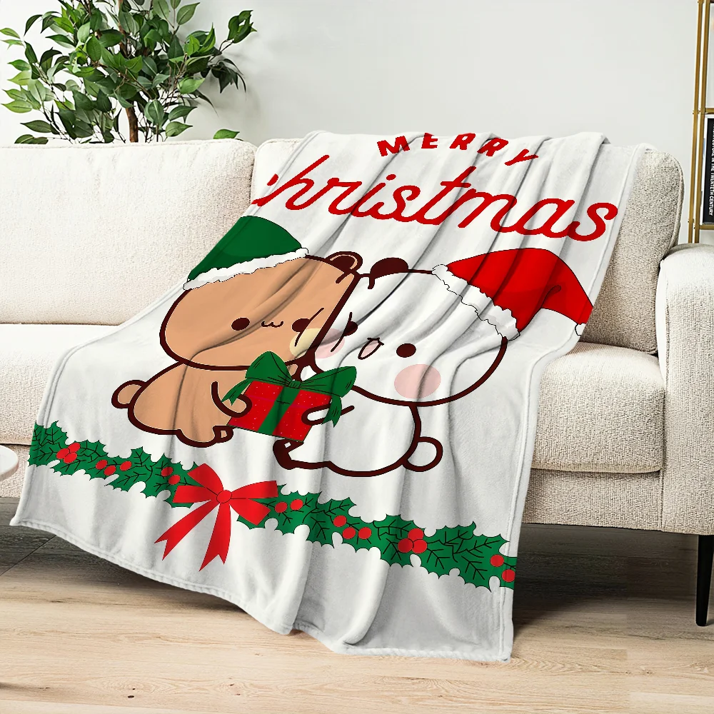 kawaii cartoon bear d-dudu b-bubu Flannel warm comfort soft plush blanket sofa living room hogar office bedroom travel gift home