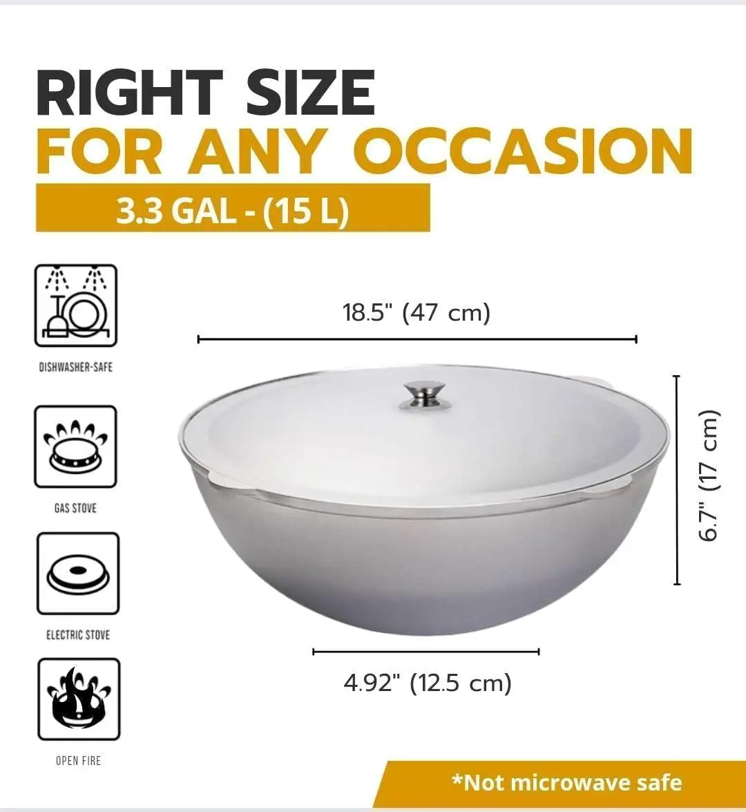 Литой алюминиевый азиатский котел с крышкой Алюминиевый казан, голландская кастрюля для духовки, походная посуда, кухонная кастрюля, сейф для духовки, серый ((15