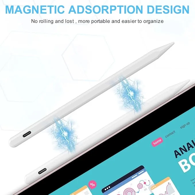 قلم ستايلس رفض اليد والميل المغناطيسي لجهاز iPad 2018-2023 iPad Pen 9/8/7/6 Gen، Air 3/4، Mini 5/6، Pro11 12.9 بوصة 3/4/5