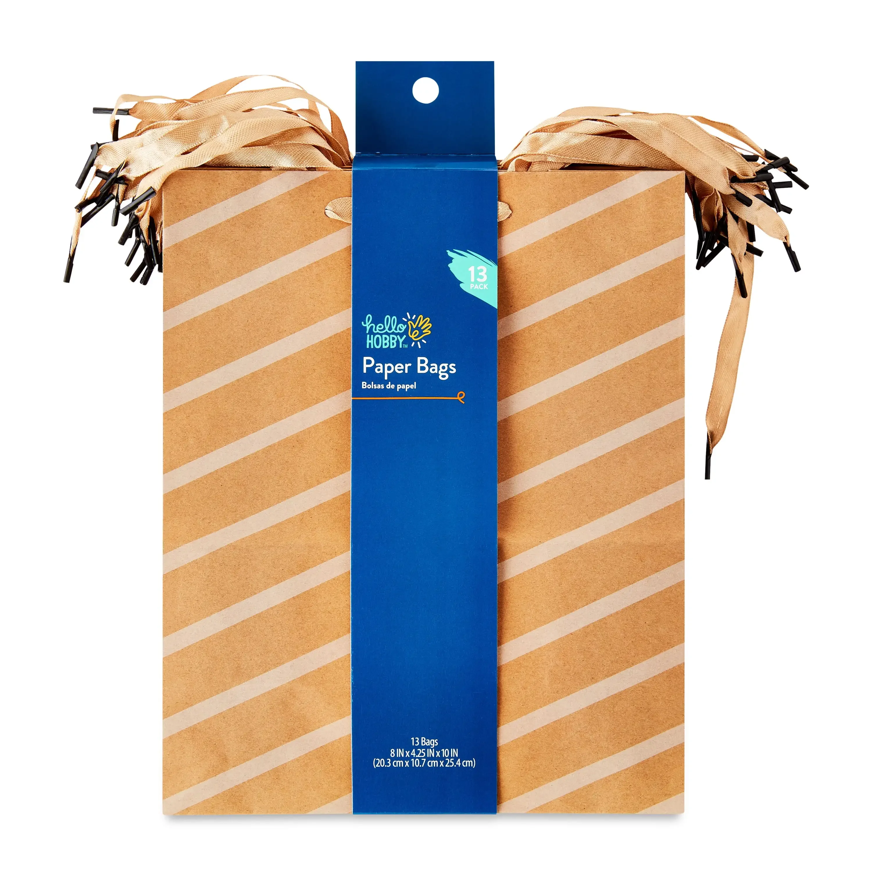 Large Brown Pattern Paper Bags, 8" x 10", 13 Count