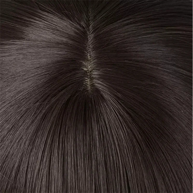 LOL Ahri Cosplay-Perücke, 60 cm langes dunkelbraunes Haar, synthetische Perücke mit Ohr, The Nine-Tailed Fox, Cosplay-Spiel, League of Legends Cosplay