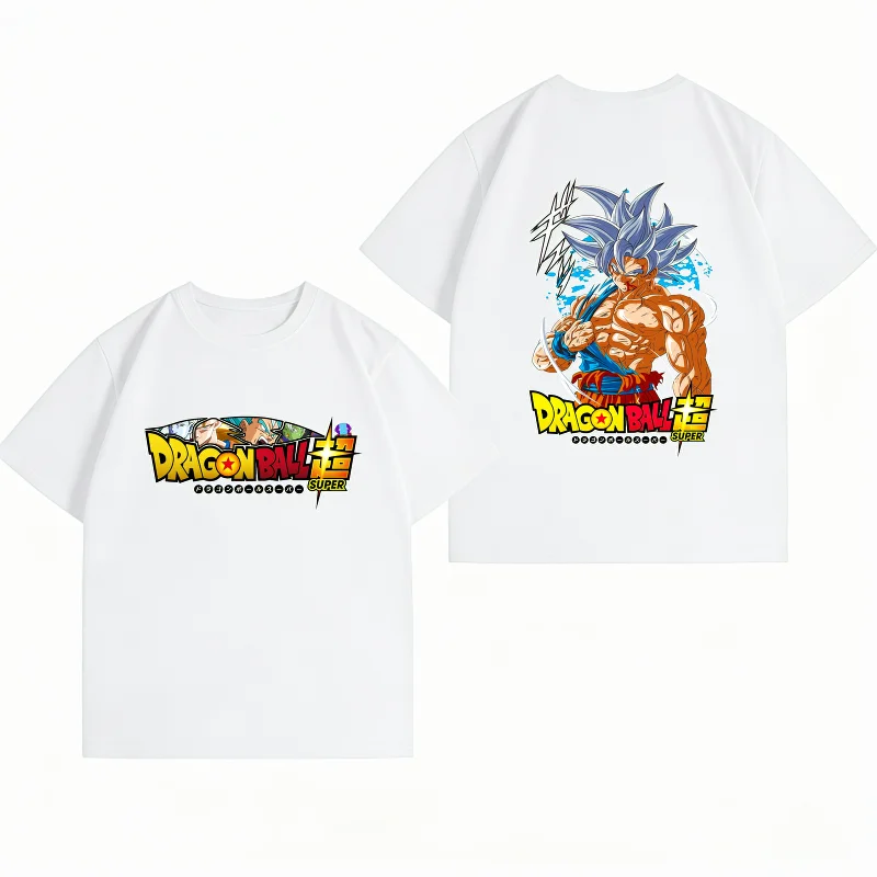 Men's Clothing 100% Cotton Summer T-Shirt Bandai Dragon Ball Super Goku Ultra Instinct Print Men's Tops