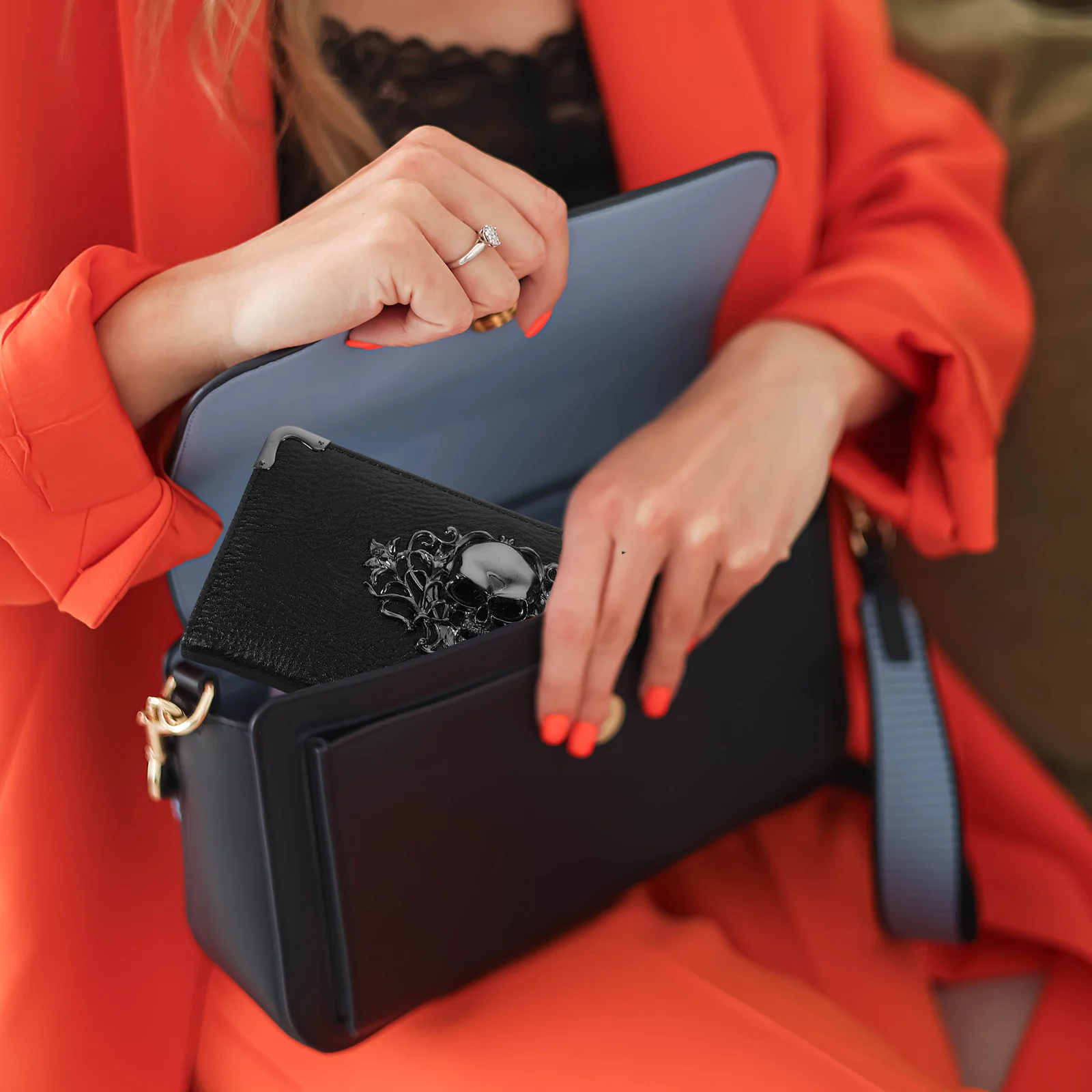 

Women's Korean Version Pattern Long Retro Punk Clutch Bag Wallet Card Holder Gift Women Wallet Women Clutch Bag