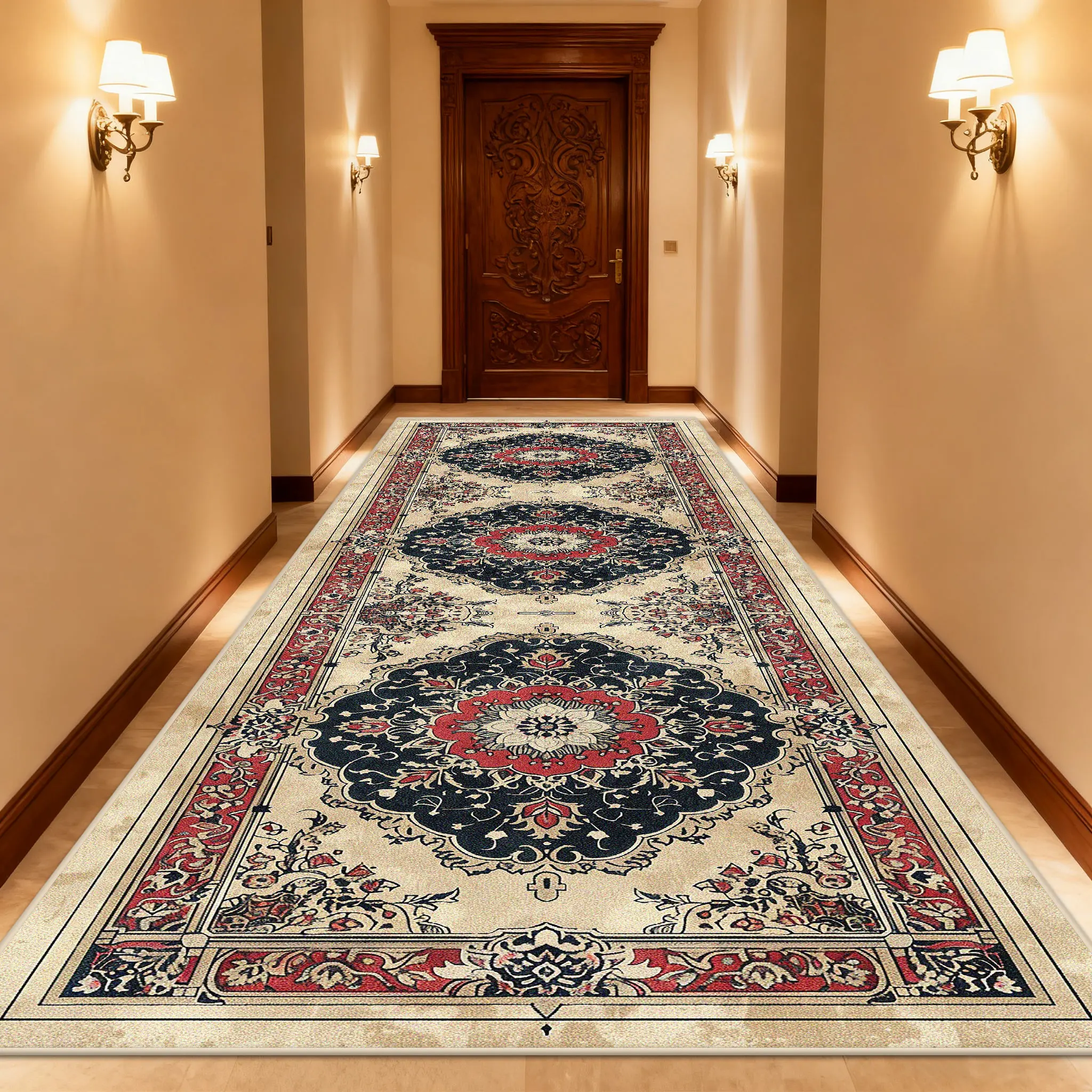 Corridor Runner European American Carpets for Hallway Living Room Decoration Home Aisle Floor Mats Luxury Entryway Area Long Rug