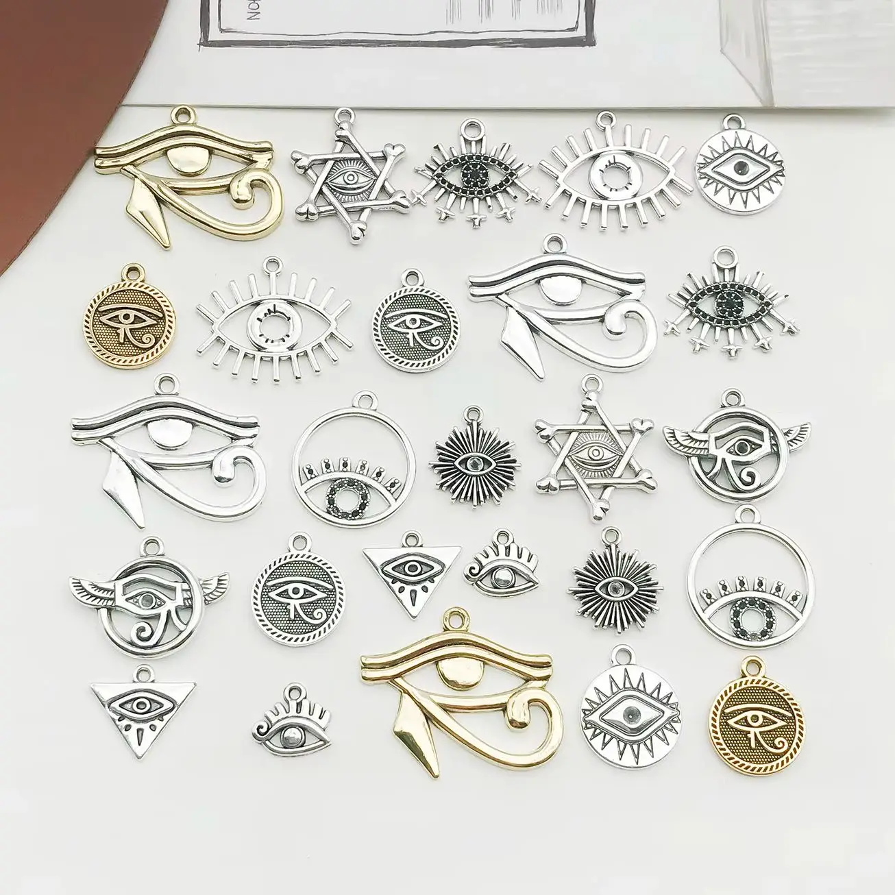 5/26pcs Witch Evil Eye Charms Pendant For Jewelry Making DIY Crafts Making Findings Handmade Tibetan Jewelry Accessories Supply