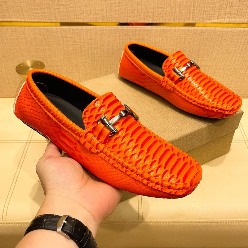 Men's Striped Loafers Slip-On Casual Shoes