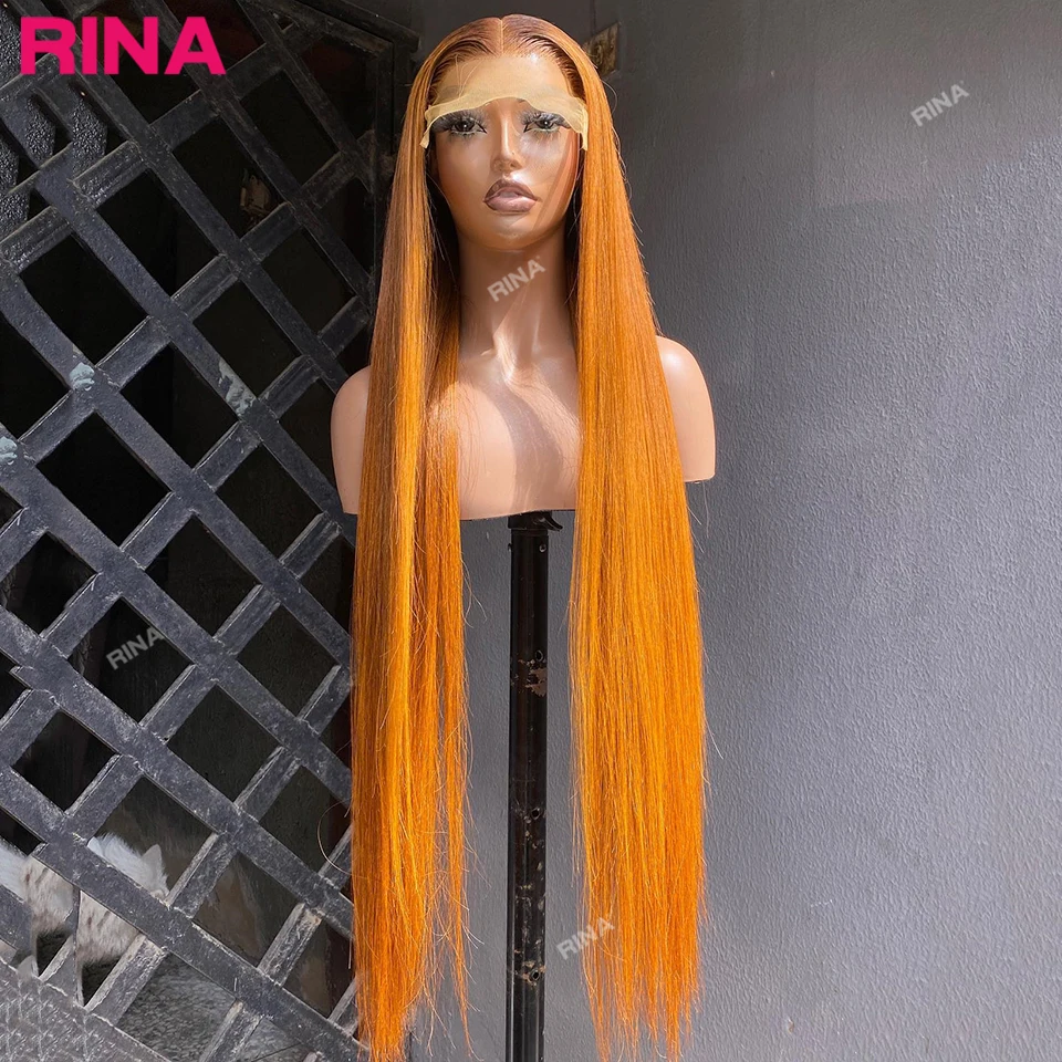 32 inch Ginger Orange Straight 13X4 Lace Front Human Hair Wig Pre Plucked 13x6 Lace Frontal Wigs Human Hair For Brazilian women