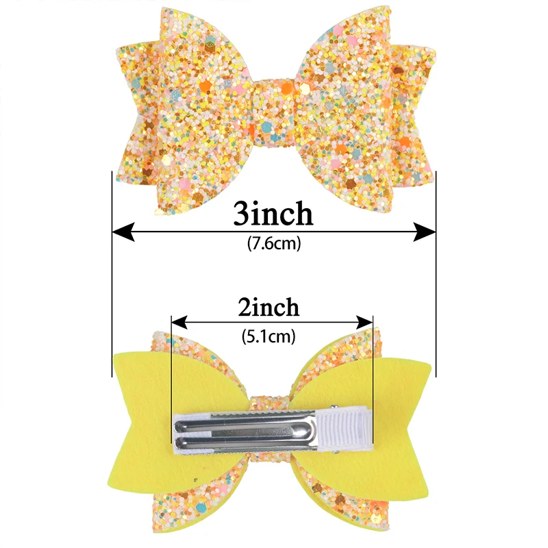 5pcs cute girls hair bows with clips kids 3inch Sparkly bows hair clips multicolour hair accessories set