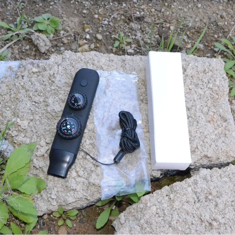 7 In 1 Multifunctional Outdoor Survival Whistle Built-in LED Flashlight Thermometer Compass Emergency Rescue Signal Whistle for