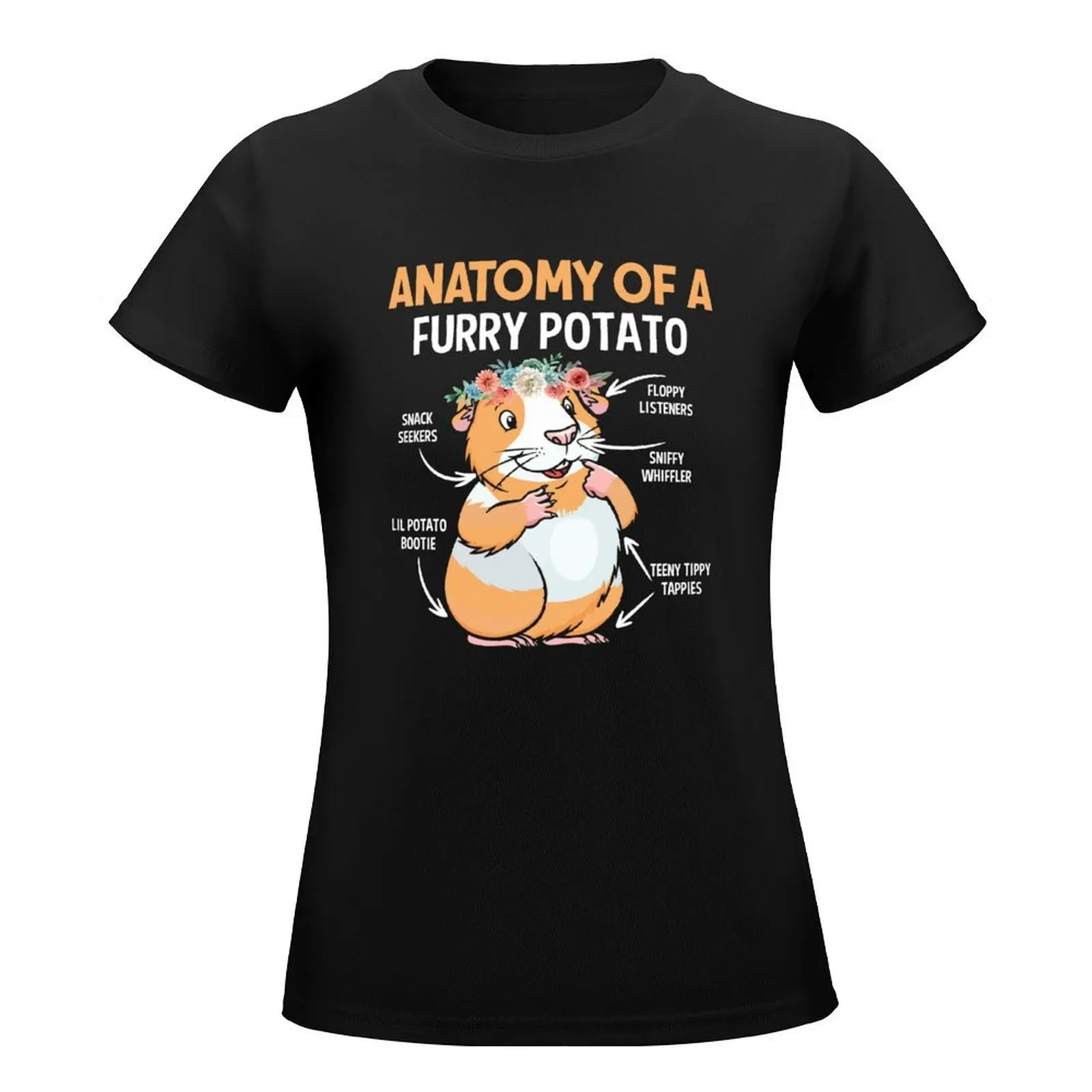 Funny Anatomy Of A Furry Potato Guinea Pig Lover Pet Hamster T-Shirt summer tops anime clothes cat shirts for Women