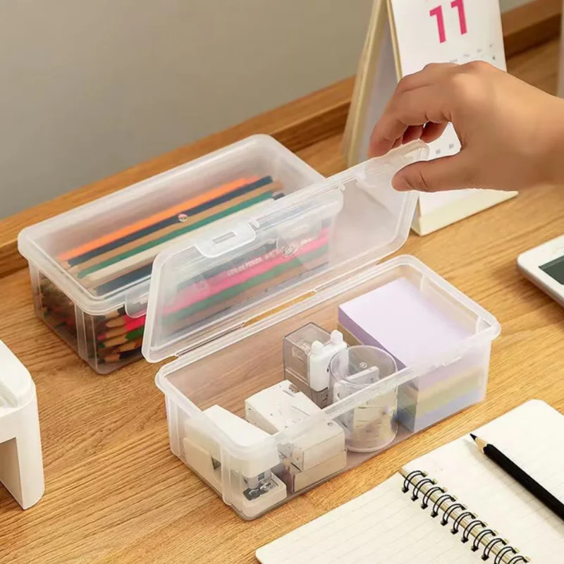 

Pencil Storage Box Transparent Stationery Box Storage Sketch Pen Desktop Makeup Pen Storage Box