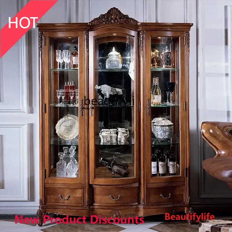 

Q46 European-Style Luxury Solid Wood Tea and Wine Cabinet American Style High-End Display Jewelry Showcase