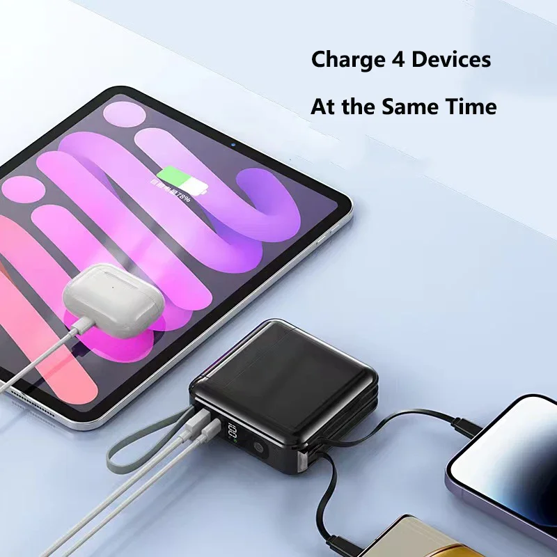 20000mAh 파워뱅크 내장 케이블 및 AC 플러그 벽 충전기 22.5W 고속 충전 파워뱅크 아이폰 샤오미 외장 배터리