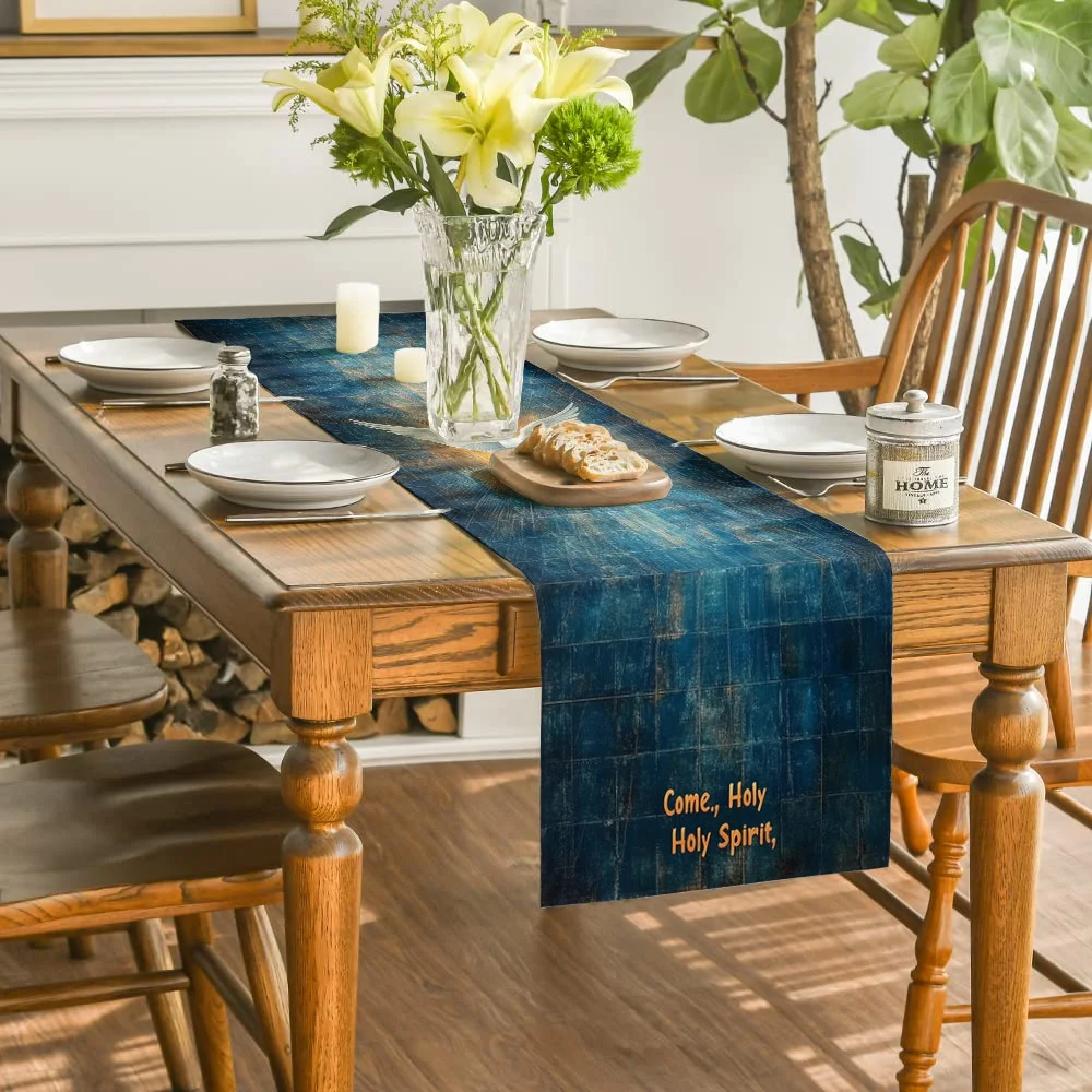 Sacred Divine Rays Light Table Runner - Religious Solemn Style Table Cover for Holiday Living Room Coffee Table Decor