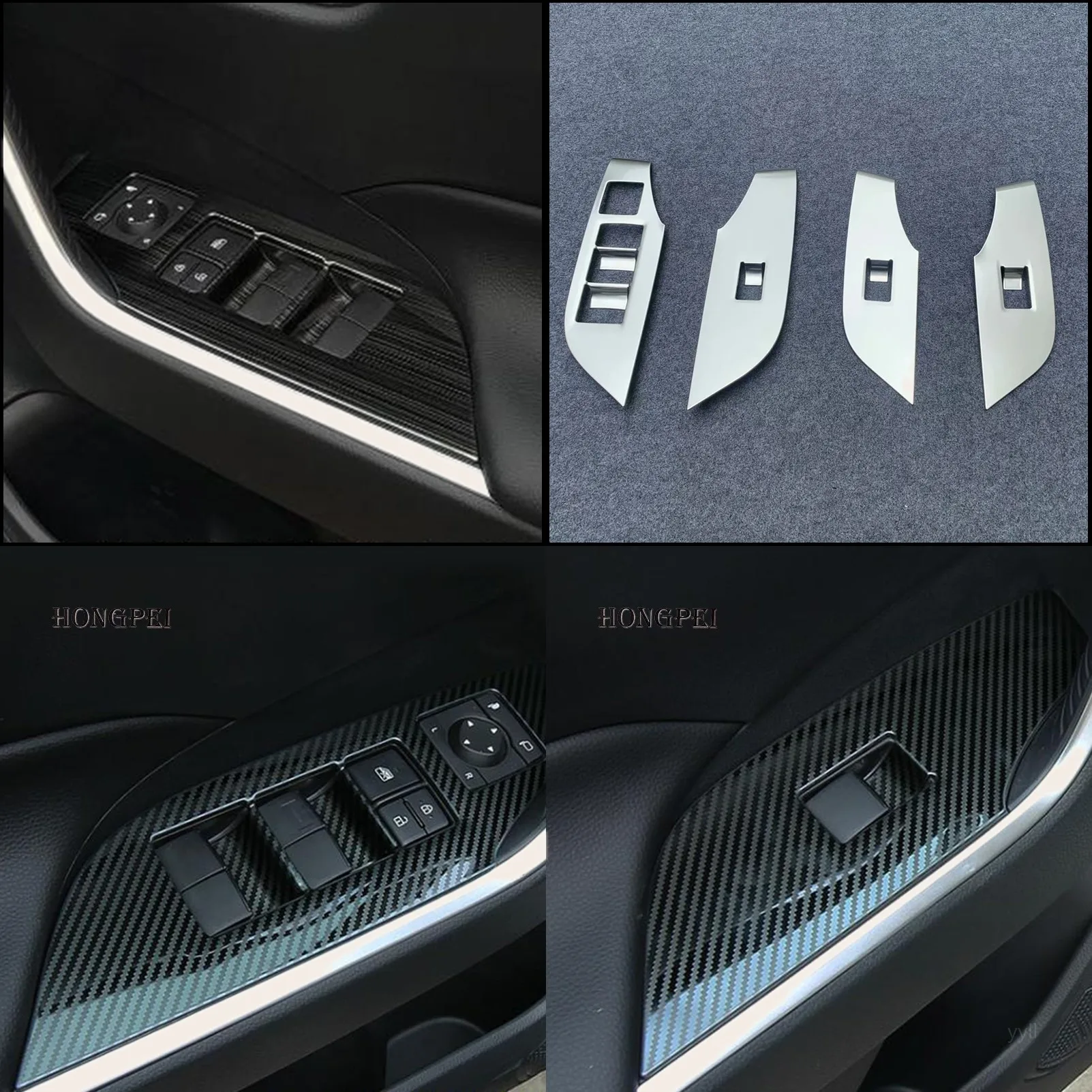 Car Styling For Toyota RAV4 2019-2020 Window Glass Lift Switch Button Panel Cover Trim Car Styling Decoration Auto Accessories f