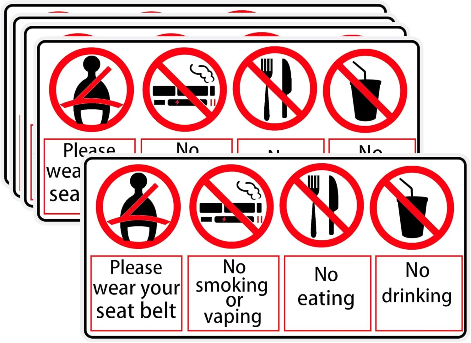 Ремень безопасности Must Be Weorn, наклейка, 5 шт., без еды, без питья, без курения, знак безопасности 2,76 х 6 дюймов, предупреждение о безопасности транспортных средств, окно