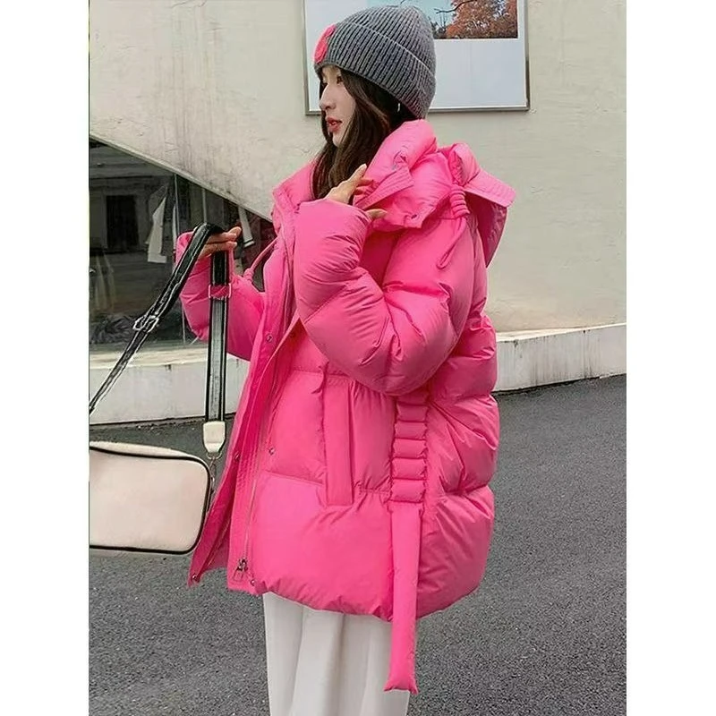 À la mode haut de gamme Rose doudoune grande taille vêtements pour femmes 2026 hiver ample épais vêtements d'extérieur à capuche