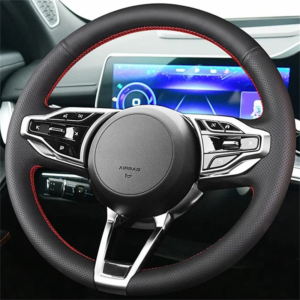 Customized DIY Genuine Leather Car Accessories 38cm O-type Car Steering Wheel Cover For Haval God Beast H6 H9 H6 3rd