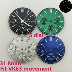 New modified high quality watch 31.8MM pin dial suitable for VK63 quartz movement watch accessories