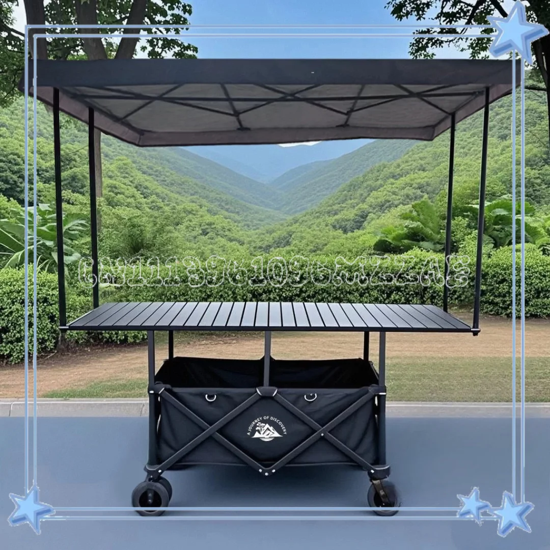 Camper Truck Stall Liftable Table Foldable Night Market Snack Cart Hand-pulled Cart Large Capacity Stall Truck Oversized
