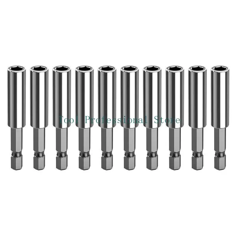 57QF 1/10x Strong Magnetic Bit Holder Durable 1/4 inch Hex Shank Bit Holder Extension Set for Power Drills and Impact Drivers