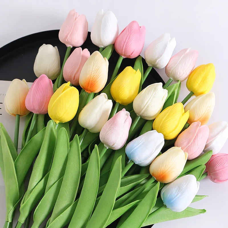 Artificial Tulip Flowers Plants For Interiors Outdoor Garden Soft Material Party Accessories Gifts For Female Festival Ornaments