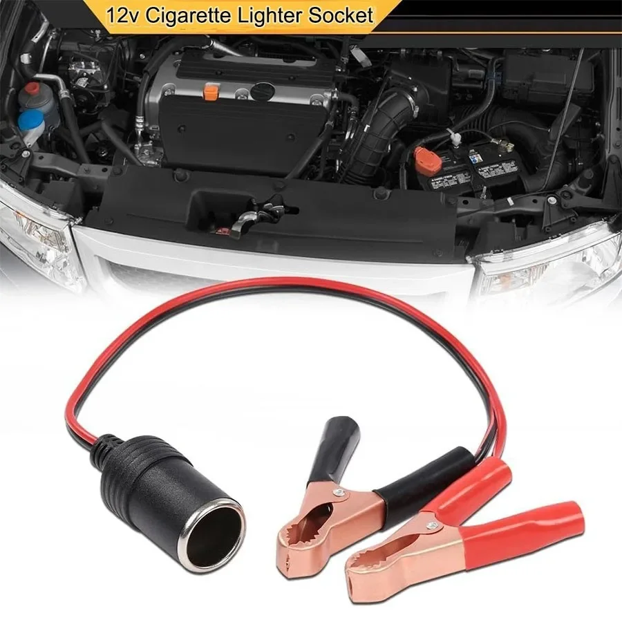 Universal Cigarette Lighter Socket to Clip, 12V-24V Cigarette Lighter Female Socket to Clip Cable Car Cigarette Lighter Female