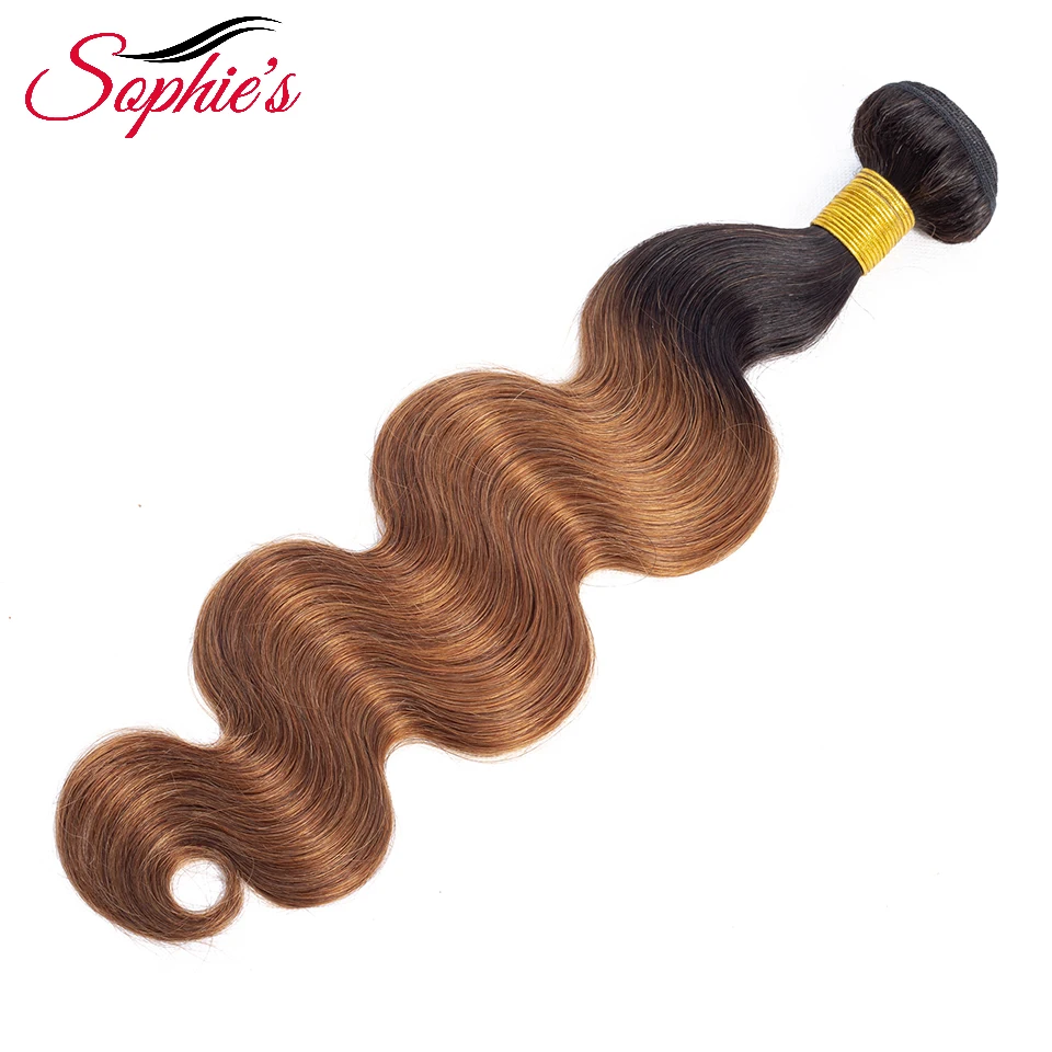 Sophie's Pre-colored Ombre T1B/30 Color 1 Bundles Hair Malaysian Human  Hair Non-Remy Body Wave Hair Sew In Hair Extensions