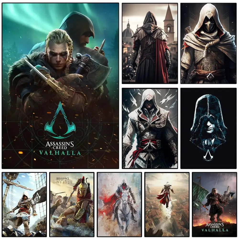 لعبة A-Assassin S C-Creed ملصق الفيلم الكلاسيكي الفن مع المطبوعات غرفة نوم المنزل غرفة المعيشة الديكور هدية #1