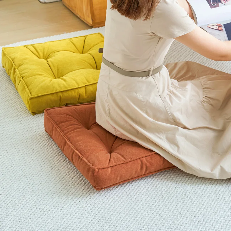 45X45Cm Square Solid Chair Cushion Nordic Thickened Stain-Resistant Hip Pad Pouf Ottoman Breathable Antiskid Sedentary Artifact