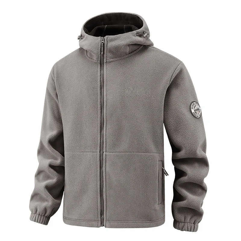 Veste polaire épaisse à capuche pour hommes, manteau d'automne et d'hiver en Fiber de Polyester avec fermeture à glissière, manteau à manches longues pour Couples Veste polaire épaisse à capuche pour hommes, manteau d'automne et d'hiver en Fiber de Polyester avec fermeture à glissière, manteau à manches longues pour Couples