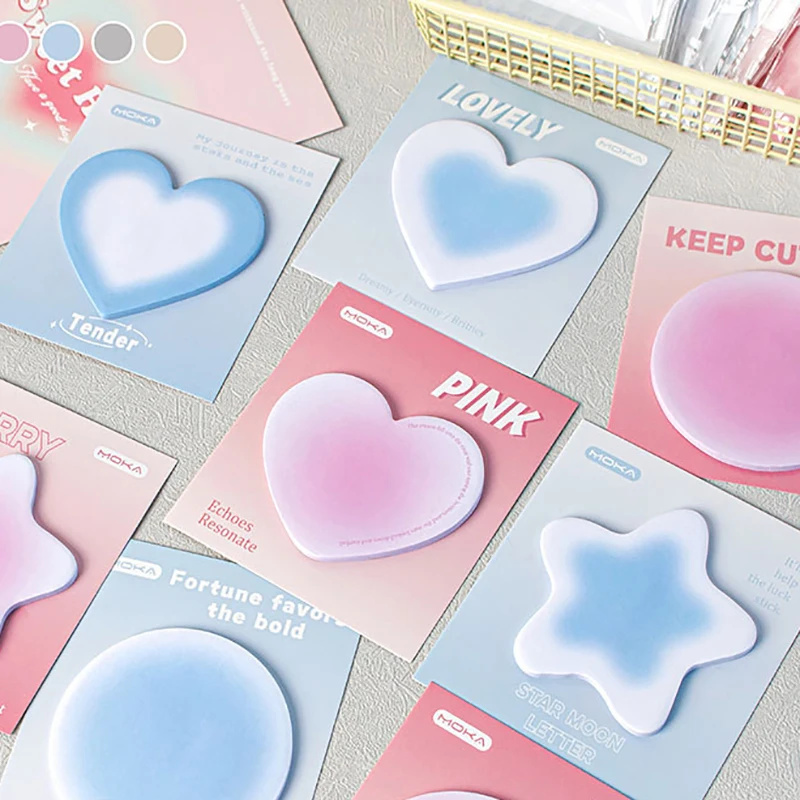 120Sheets/4Pcs Cute Creative Heart Sticky Notes Kawaii Notepad Index Office Accessories Aesthetic Stationery School Supplies