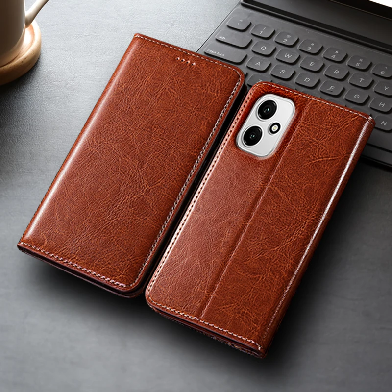 

Crazy Horse Genuine Leather Flip Case For Honor 70 80 80GT 90 100 200 300 400 SE GT Pro Plus Lite Cover Card Cases scratch proof